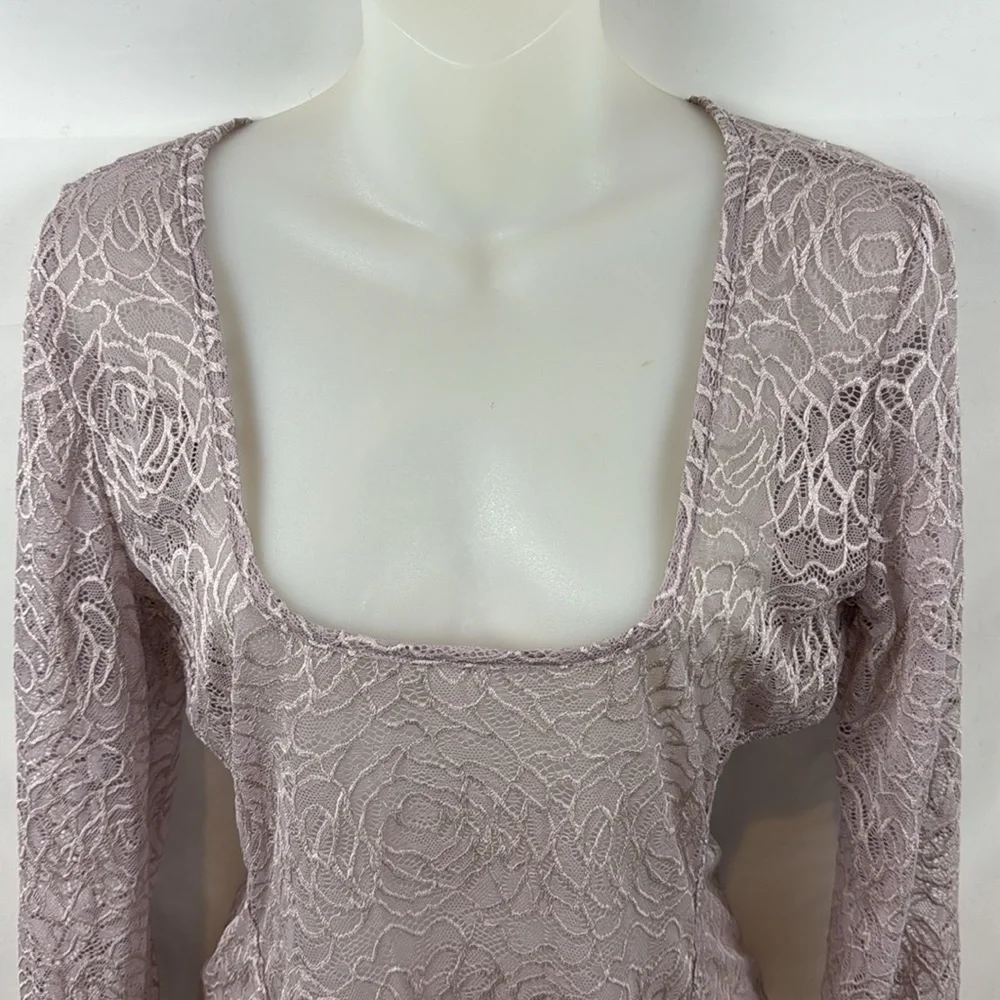 Free People Intimately in My‎ Head Sheer Lace Lilac Purple Bodysuit Size M - NEW